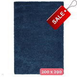 Sierra 9000 Plush Soft High-Density Stain-Resistant Plain Textured Polypropylene Shaggy Dark Blue Rug 200x290 cm