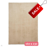 Washable Kara Plush Soft Plain Eco-Friendly Recycled Polyester Textured Short Pile Shaggy Beige Rug 160x230 cm