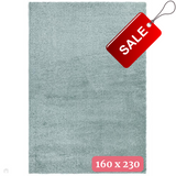 Payton Soft Shimmer Silky Polyester Plain Shaggy Duck Egg Rug 160x230 cm