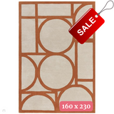 Metro Modern Geometric Hand-Carved Hi-Low Wool Warm Beige/Rust Rug 160x230cm