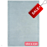 York Modern Plain Textured Subtle Ribbed Stripe Contrast Smooth Border Hand-Woven Wool Duck Egg Rug 160 x 230cm