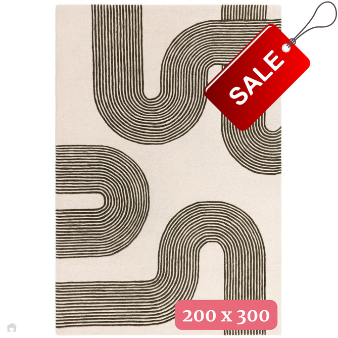 Matrix MAX86 Arches Modern Geometric Hand-Woven High-Density Soft Textured Shimmer Wool&Viscose Mix Forest Green Rug 200 x 300cm