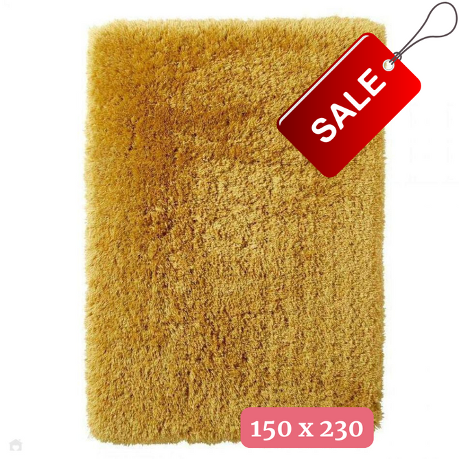 Polar PL95 Plain Super Soft Fluffy Faux Fur Feel Textured Ultra Fine Yarn Acrylic Hand-Tufted Wispy Long Strand Shaggy Yellow Rug 150 x 230 cm