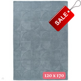 Penny Modern Geometric 3D Hand-Carved Hi-Low Soft Textured Wool Steel Blue Rug 120 x 170 cm
