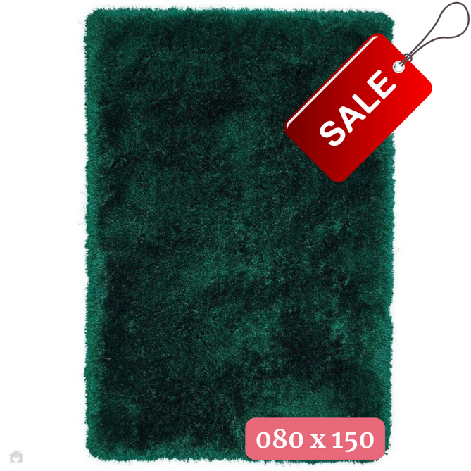 Montana Luxury Super Plush Heavyweight High-Density Hand-Woven Soft High-Pile Plain Polyester Tonal Textured Shimmer Shaggy Jewel Green Rug 080 x 150 cm