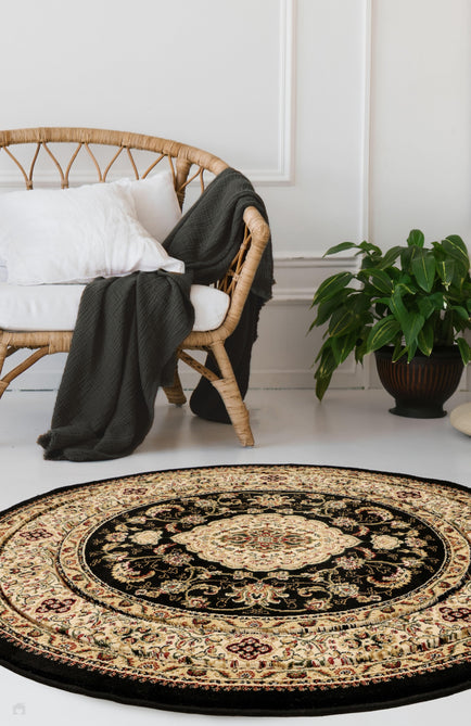 Victoria Traditional Black Rug