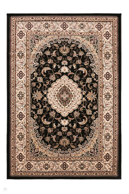 Victoria Traditional Black Rug