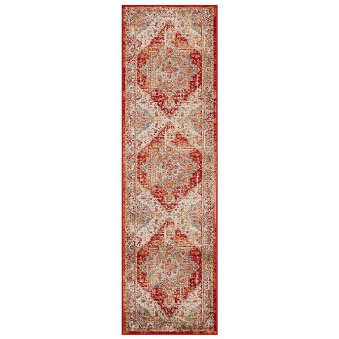 Valeria 1803 R Traditional Vintage Distressed Medallion Border Flatweave Multicolour Runner-Oriental Weavers-Rug Love - The Most Loved Rug Store