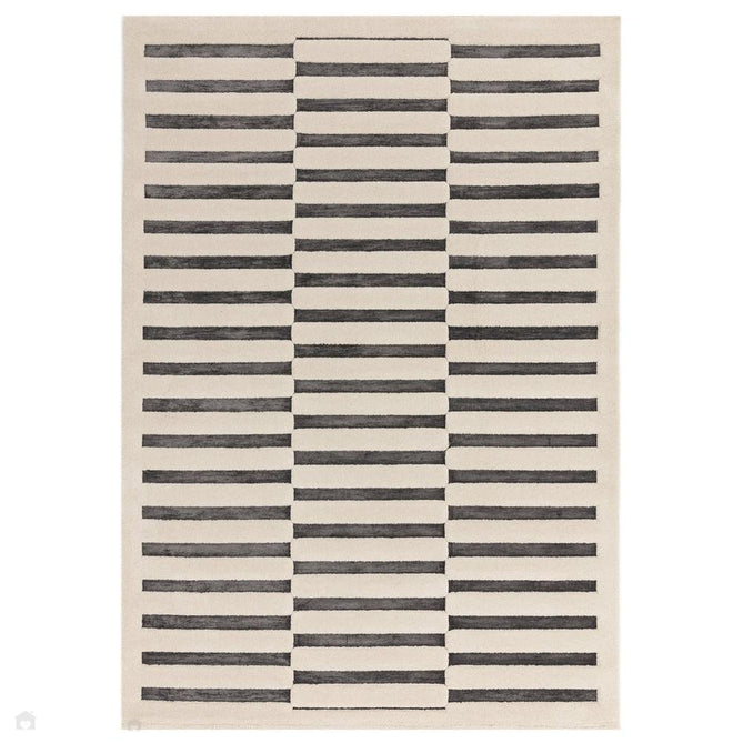 Valley Build Scandinavian Carved 3D Hi-Low Flatweave Ivory/Charcoal Grey/Monochrome Rug 160x230 cm-Shop Returns-Rug Love - The Most Loved Rug Store