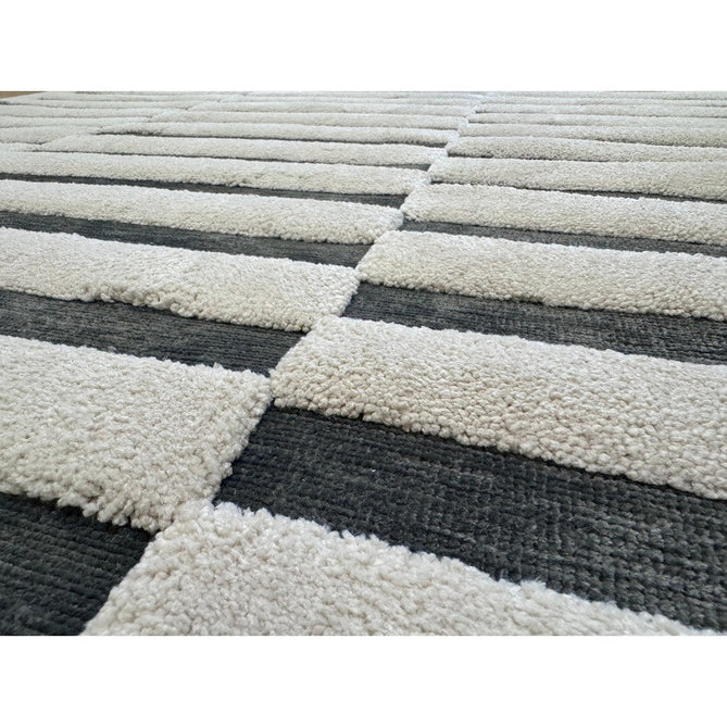 Valley Build Scandinavian Carved 3D Hi-Low Flatweave Ivory/Charcoal Grey/Monochrome Rug-Asiatic Carpets-Rug Love - The Most Loved Rug Store