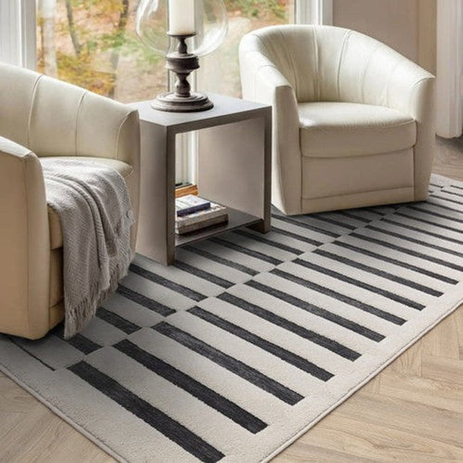 Valley Build Scandinavian Carved 3D Hi-Low Flatweave Ivory/Charcoal Grey/Monochrome Rug-Asiatic Carpets-Rug Love - The Most Loved Rug Store