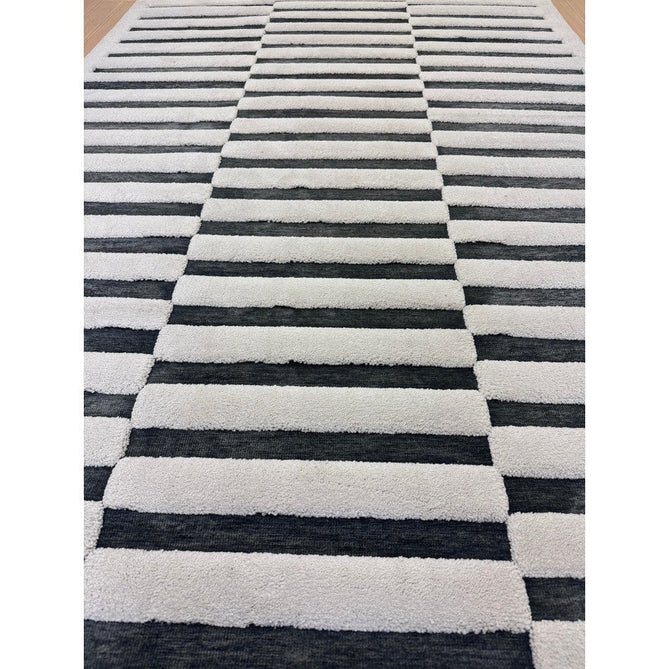 Valley Build Scandinavian Carved 3D Hi-Low Flatweave Ivory/Charcoal Grey/Monochrome Rug-Asiatic Carpets-Rug Love - The Most Loved Rug Store