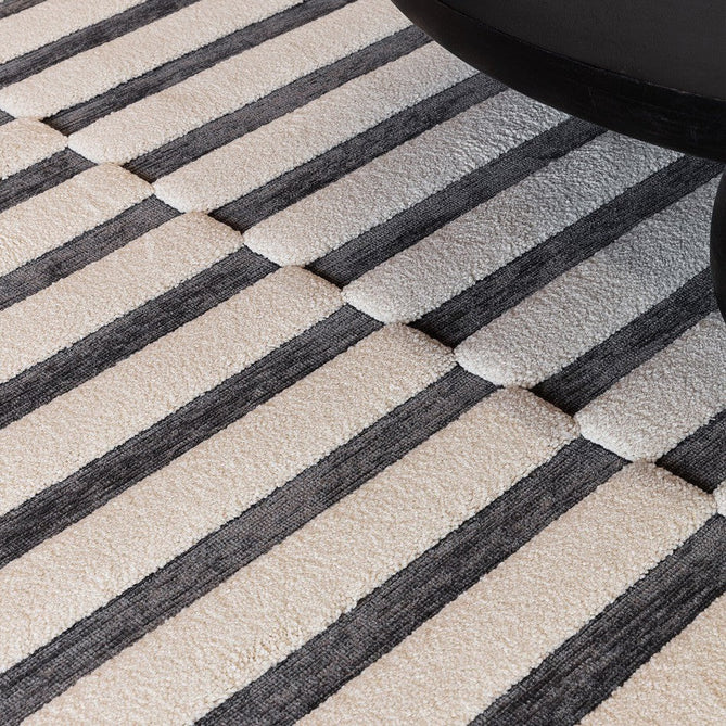 Valley Build Scandinavian Carved 3D Hi-Low Flatweave Ivory/Charcoal Grey/Monochrome Rug-Asiatic Carpets-Rug Love - The Most Loved Rug Store