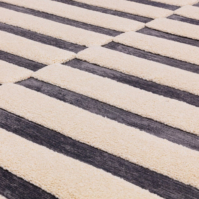 Valley Build Scandinavian Carved 3D Hi-Low Flatweave Ivory/Charcoal Grey/Monochrome Rug-Asiatic Carpets-Rug Love - The Most Loved Rug Store