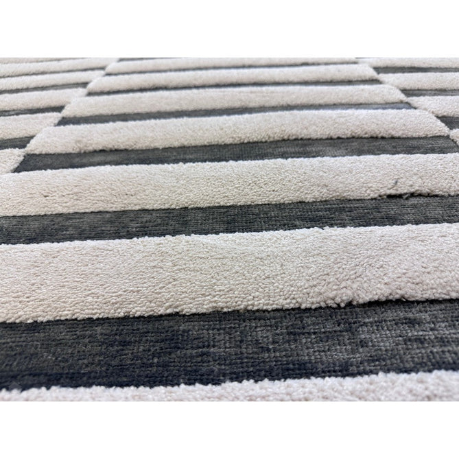 Valley Build Scandinavian Carved 3D Hi-Low Flatweave Ivory/Charcoal Grey/Monochrome Rug-Asiatic Carpets-Rug Love - The Most Loved Rug Store