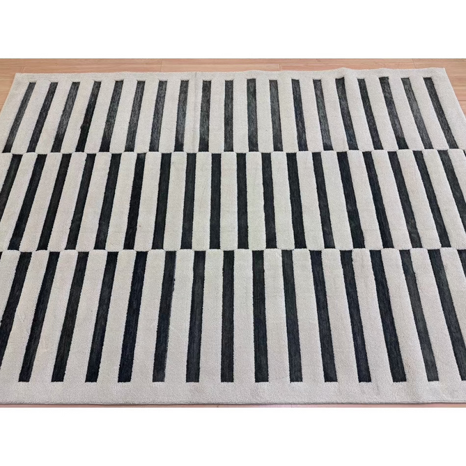 Valley Build Scandinavian Carved 3D Hi-Low Flatweave Ivory/Charcoal Grey/Monochrome Rug-Asiatic Carpets-Rug Love - The Most Loved Rug Store