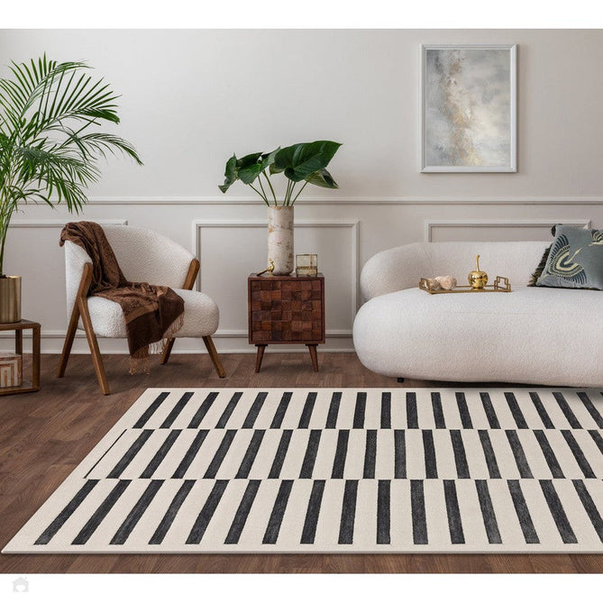 Valley Build Scandinavian Carved 3D Hi-Low Flatweave Ivory/Charcoal Grey/Monochrome Rug-Asiatic Carpets-Rug Love - The Most Loved Rug Store