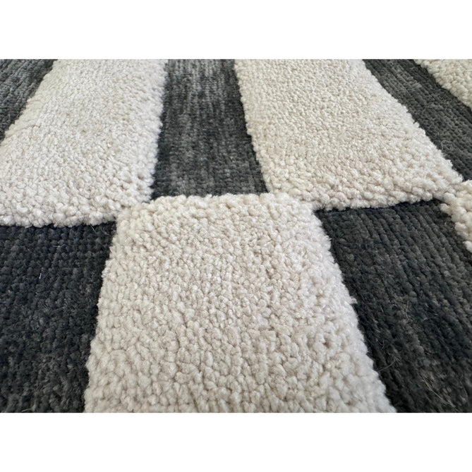 Valley Build Scandinavian Carved 3D Hi-Low Flatweave Ivory/Charcoal Grey/Monochrome Rug-Asiatic Carpets-Rug Love - The Most Loved Rug Store