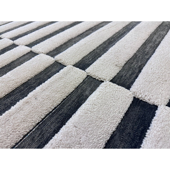 Valley Build Scandinavian Carved 3D Hi-Low Flatweave Ivory/Charcoal Grey/Monochrome Rug-Asiatic Carpets-Rug Love - The Most Loved Rug Store