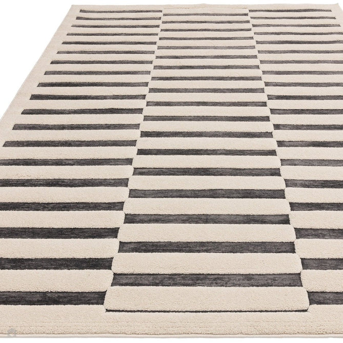 Valley Build Scandinavian Carved 3D Hi-Low Flatweave Ivory/Charcoal Grey/Monochrome Rug-Asiatic Carpets-Rug Love - The Most Loved Rug Store