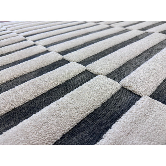 Valley Build Scandinavian Carved 3D Hi-Low Flatweave Ivory/Charcoal Grey/Monochrome Rug-Asiatic Carpets-Rug Love - The Most Loved Rug Store