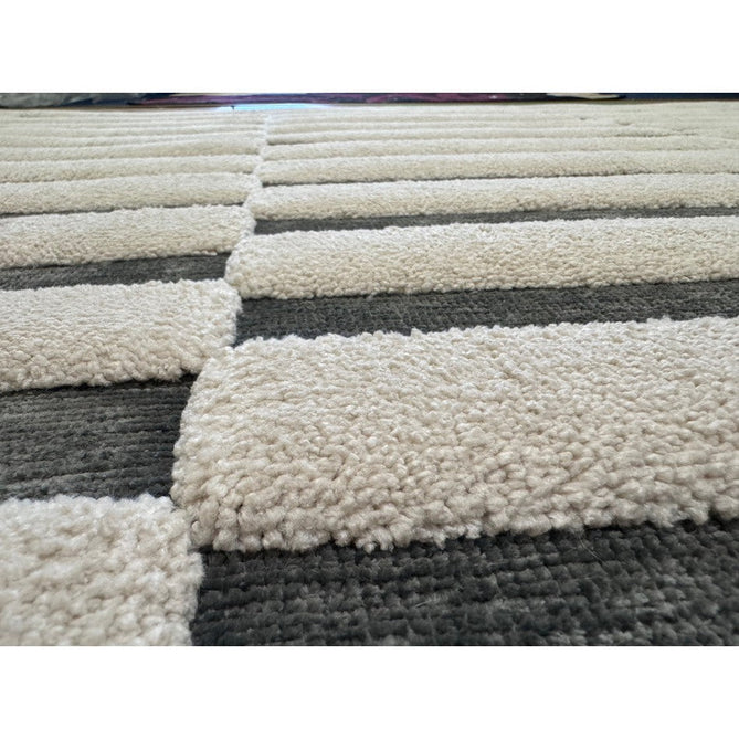 Valley Build Scandinavian Carved 3D Hi-Low Flatweave Ivory/Charcoal Grey/Monochrome Rug-Asiatic Carpets-Rug Love - The Most Loved Rug Store