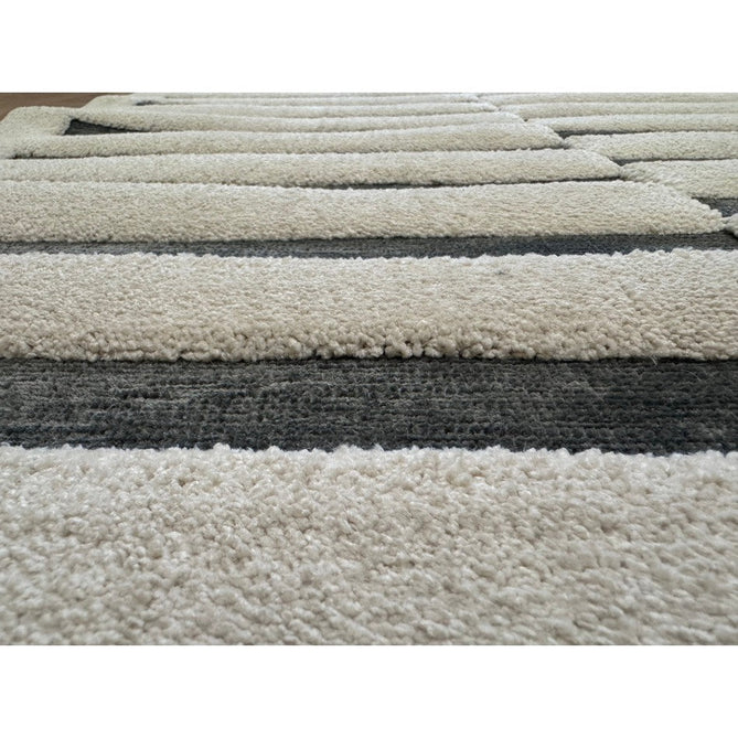 Valley Build Scandinavian Carved 3D Hi-Low Flatweave Ivory/Charcoal Grey/Monochrome Rug-Asiatic Carpets-Rug Love - The Most Loved Rug Store