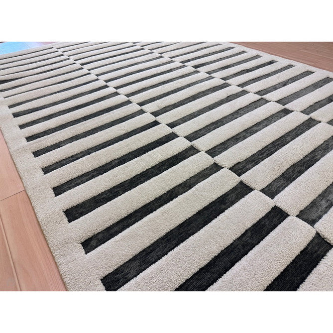 Valley Build Scandinavian Carved 3D Hi-Low Flatweave Ivory/Charcoal Grey/Monochrome Rug-Asiatic Carpets-Rug Love - The Most Loved Rug Store