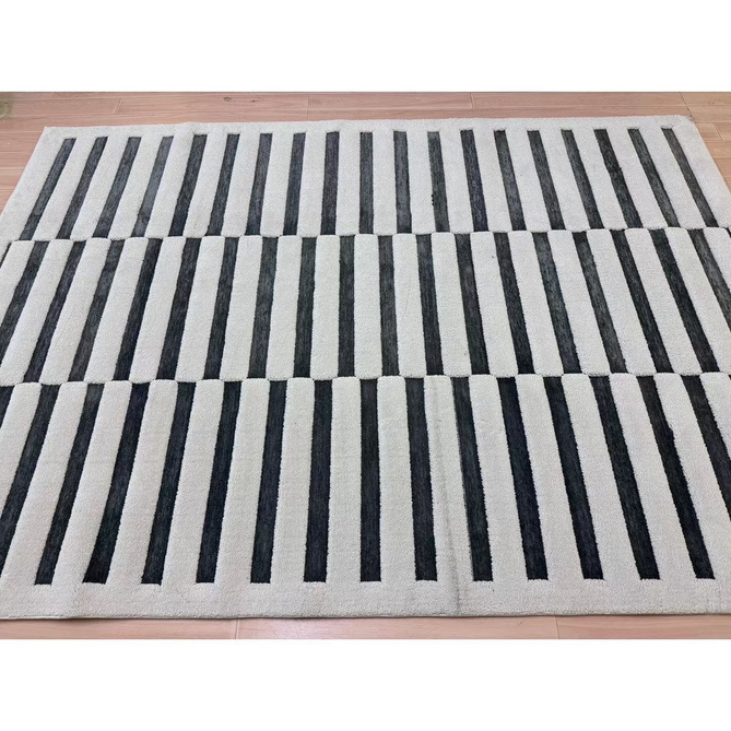 Valley Build Scandinavian Carved 3D Hi-Low Flatweave Ivory/Charcoal Grey/Monochrome Rug-Asiatic Carpets-Rug Love - The Most Loved Rug Store