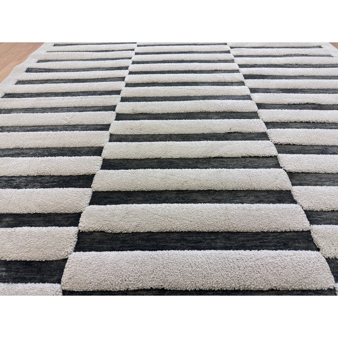Valley Build Scandinavian Carved 3D Hi-Low Flatweave Ivory/Charcoal Grey/Monochrome Rug-Asiatic Carpets-Rug Love - The Most Loved Rug Store