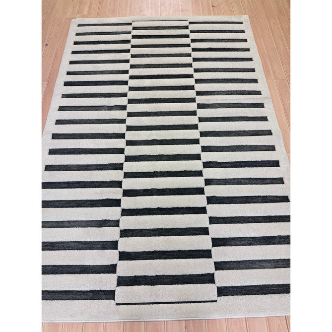 Valley Build Scandinavian Carved 3D Hi-Low Flatweave Ivory/Charcoal Grey/Monochrome Rug-Asiatic Carpets-Rug Love - The Most Loved Rug Store