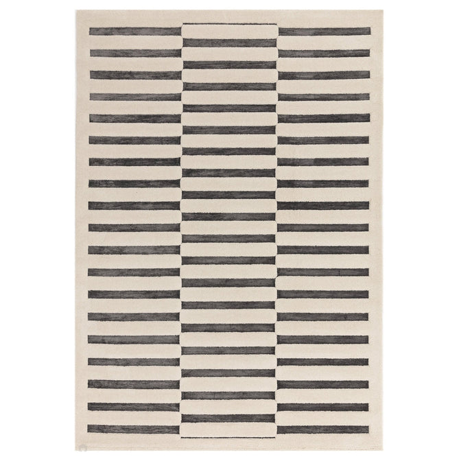 Valley Build Scandinavian Carved 3D Hi-Low Flatweave Ivory/Charcoal Grey/Monochrome Rug 160x230 cm