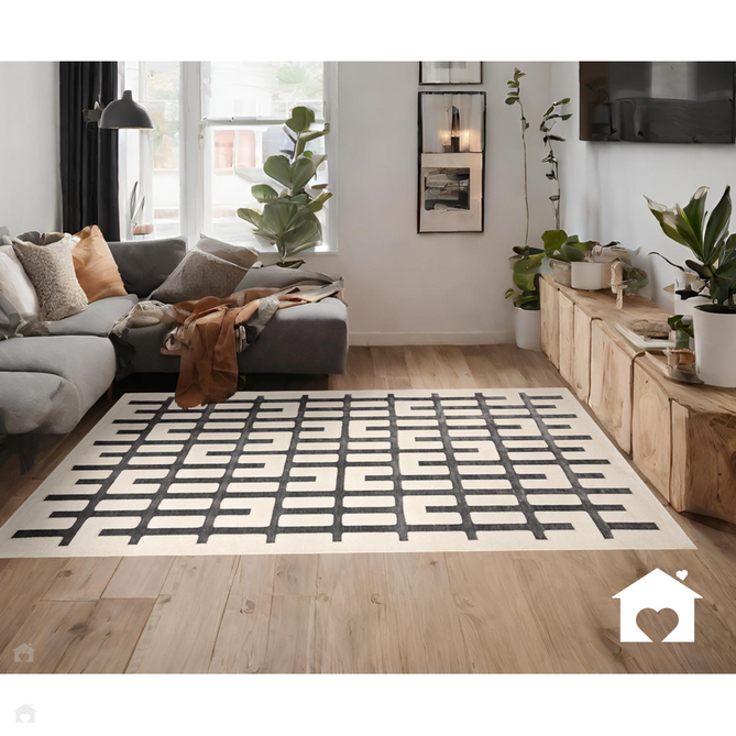 Valley Junction Scandinavian Carved 3D Hi-Low Flatweave Ivory/Charcoal Grey Rug-Asiatic Carpets-Rug Love - The Most Loved Rug Store
