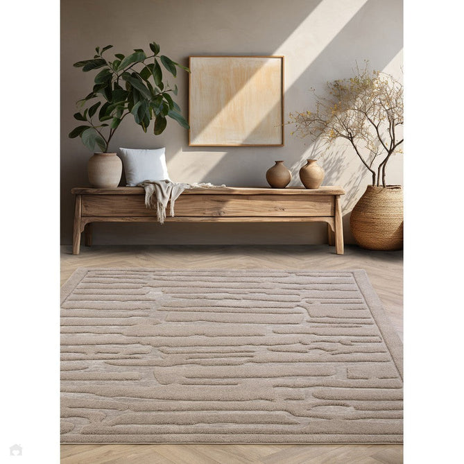 Valley Path Scandinavian Carved 3D Hi-Low Flatweave Beige/Natural Rug-Asiatic Carpets-Rug Love - The Most Loved Rug Store