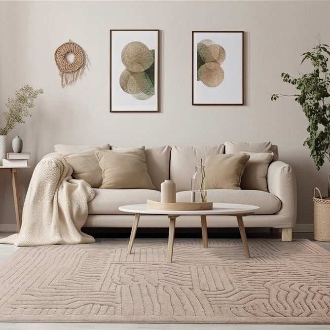 Valley Path Scandinavian Carved 3D Hi-Low Flatweave Beige/Natural Rug-Asiatic Carpets-Rug Love - The Most Loved Rug Store