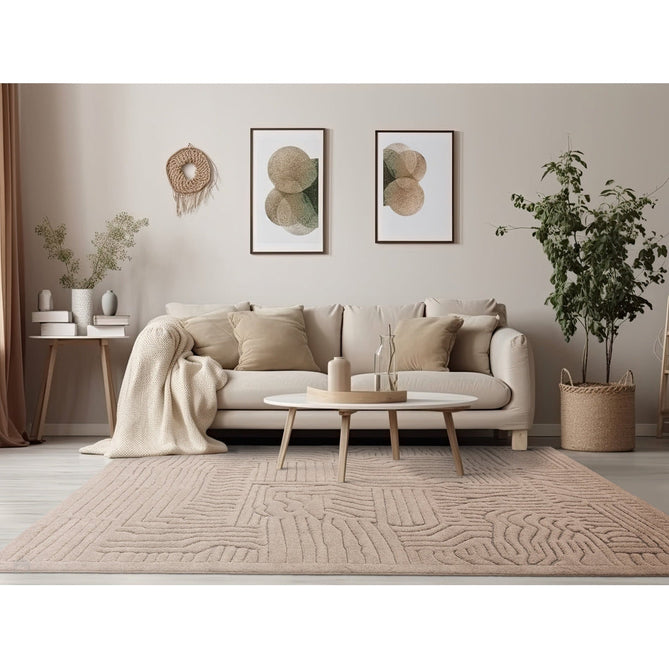 Valley Path Scandinavian Carved 3D Hi-Low Flatweave Beige/Natural Rug-Asiatic Carpets-Rug Love - The Most Loved Rug Store
