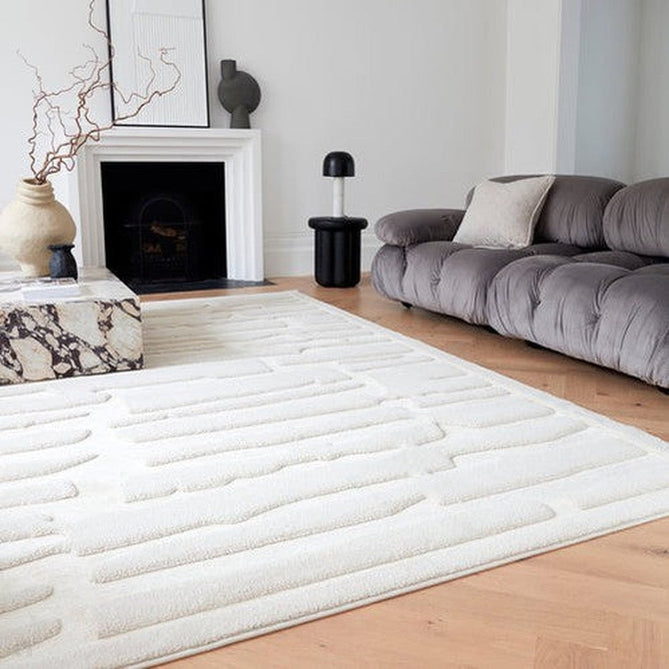 Valley Path Scandinavian Carved 3D Hi-Low Flatweave Ivory/Cream Rug-Asiatic Carpets-Rug Love - The Most Loved Rug Store