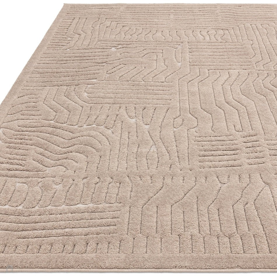 Biege Natural Rug On Sale Valley Route Scandinavian Carved 3D Hi-Low Flatweave Beige ...