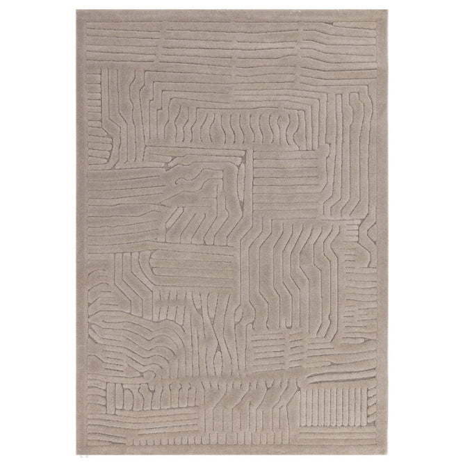 Valley Route Scandinavian Carved 3D Hi-Low Flatweave Beige/Natural Rug 200x290 cm