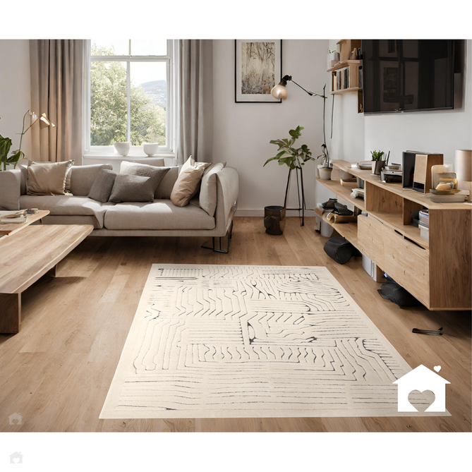 Valley Route Scandinavian Carved 3D Hi-Low Flatweave Ivory/Charcoal Grey/Cream/White Rug-Asiatic Carpets-Rug Love - The Most Loved Rug Store