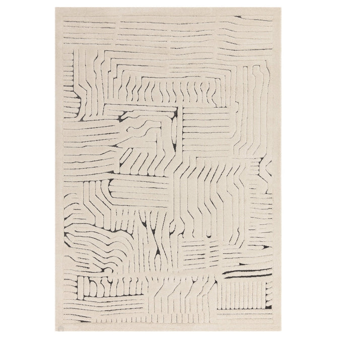 Valley Route Scandinavian Carved 3D Hi-Low Flatweave Ivory/Charcoal Grey/Cream/White Rug-Asiatic Carpets-Rug Love - The Most Loved Rug Store