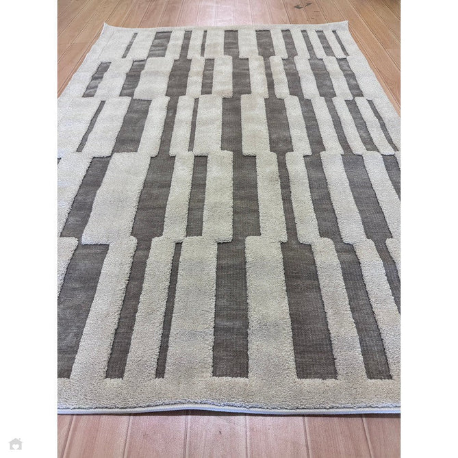 Valley Tile Scandinavian Carved 3D Hi-Low Flatweave Beige/Ivory/Natural Rug-Asiatic Carpets-Rug Love - The Most Loved Rug Store
