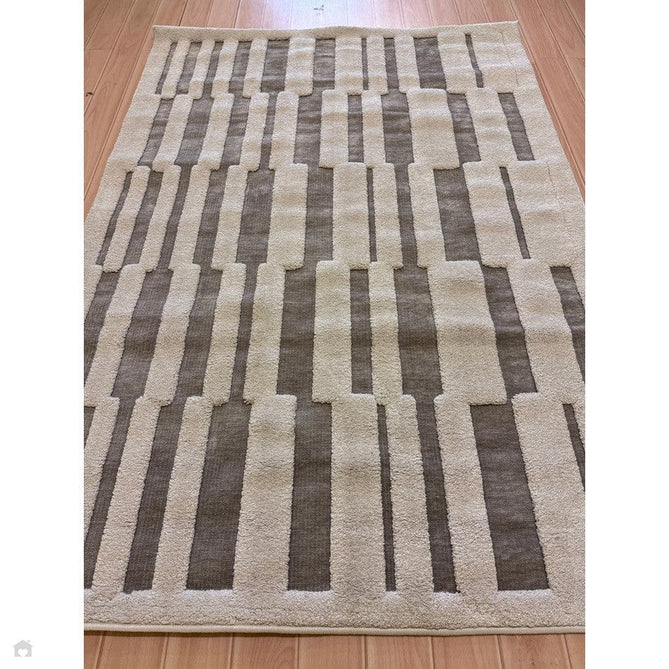 Valley Tile Scandinavian Carved 3D Hi-Low Flatweave Beige/Ivory/Natural Rug-Asiatic Carpets-Rug Love - The Most Loved Rug Store