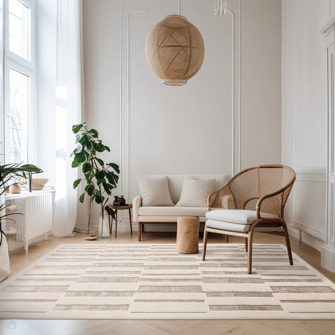 Valley Tile Scandinavian Carved 3D Hi-Low Flatweave Beige/Ivory/Natural Rug-Asiatic Carpets-Rug Love - The Most Loved Rug Store