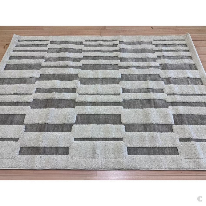 Valley Tile Scandinavian Carved 3D Hi-Low Flatweave Beige/Ivory/Natural Rug-Asiatic Carpets-Rug Love - The Most Loved Rug Store