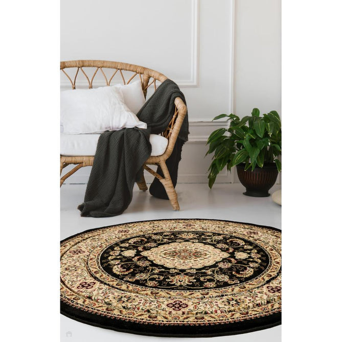 Victoria Traditional Black Round Rug-Melrose-Rug Love - The Most Loved Rug Store
