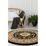 Victoria Traditional Black Round Rug