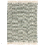 Vigo Modern Geometric Tonal Zig Zag Hand-Woven Heavyweight Textured Soft-Touch Jute & Wool Blend Chunky Loop Pile Flatweave Fringe Green/Cream Rug