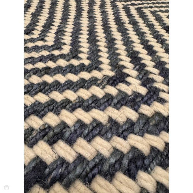 Vigo Modern Geometric Tonal Zig Zag Hand-Woven Heavyweight Textured Soft-Touch Jute & Wool Blend Chunky Loop Pile Flatweave Fringe Navy/Cream Rug-Asiatic Carpets-Rug Love - The Most Loved Rug Store