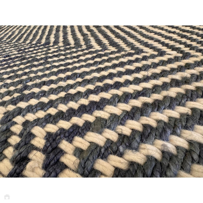 Vigo Modern Geometric Tonal Zig Zag Hand-Woven Heavyweight Textured Soft-Touch Jute & Wool Blend Chunky Loop Pile Flatweave Fringe Navy/Cream Rug-Asiatic Carpets-Rug Love - The Most Loved Rug Store